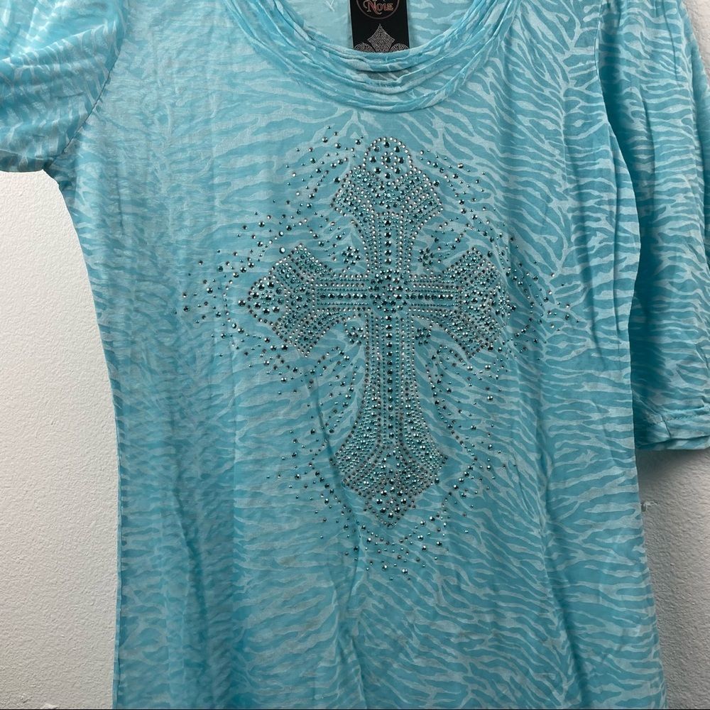 𝅺⭐️sale⭐️nwt Lady Noiz Blue Zebra Print Women’s Top in Size M